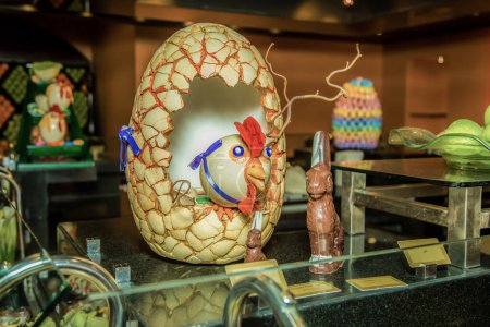 Photo for Easter Festival Celebration in Egyptian Hotels, coloring eggs and rabbits. Photo is selective focus with shallow depth of field. Shot taken at Cairo Egypt on 17 April 2017 - Royalty Free Image