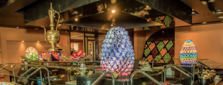 Photo for Easter Festival Celebration in Egyptian Hotels, coloring eggs and rabbits. Photo is selective focus with shallow depth of field. Shot taken at Cairo Egypt on 17 April 2017 - Royalty Free Image