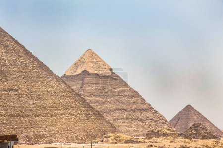 Archeology photography, Great Pyramid of Giza, Cheops Pyramid, Photo is selective focus with shallow depth of field. Taken Cairo Egypt on 17 June 2019