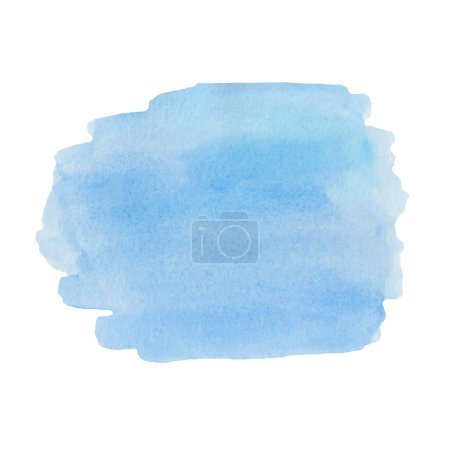 Ilustración de acuarela pintada a mano mancha de pincel azul abstracto con pintura como cielo, agua, océano, mar. Formas de fondo abstractas simples. Elemento aislado de clip art para pribts, carteles, postales