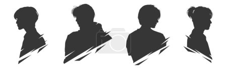 Illustration for Silhouette of a male person's head, vector silhouette of a male head side view. silhouette of a man's head. silhouette of people side view. man. side view of face shape - Royalty Free Image
