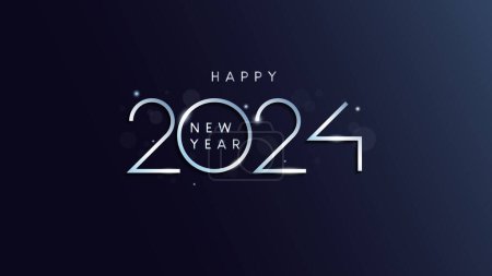 Ilustración de 2024, feliz año nuevo 2024, celebración de año nuevo 2024, feliz año nuevo. Bienvenido 2024. diseño con un aspecto moderno. año nuevo celebración diseño - Imagen libre de derechos