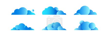 Téléchargez les illustrations : Icône nuage - conception de symbole nuage avec dégradé nuances de couleur de bleu. pack icône nuage ensemble. design élégant moderne - en licence libre de droit