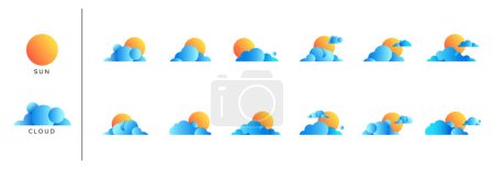 Foto de Iconos del pronóstico del tiempo - nube y sol web icono set pack. nubes y sol tiempo web elementos. - Imagen libre de derechos