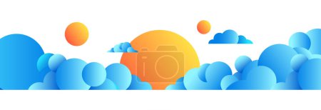 Téléchargez les illustrations : Illustration du soleil et des nuages qui s'alignent - temps ensoleillé et nuageux. infographie météo - en licence libre de droit
