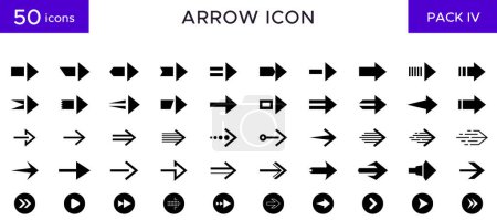 Téléchargez les illustrations : Paquet d'icônes de flèche - icônes de flèche sont contour simple et solide stylisé et différent des flèches habituelles. élément icône pour web - en licence libre de droit