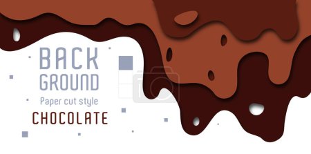Illustration for The paper cut style background forms a chocolate melt that appears embossed. paper cut style design. simple modern style. melted chocolate - Royalty Free Image