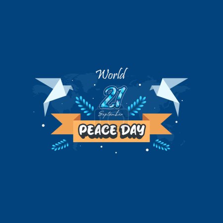 Téléchargez les illustrations : Journée mondiale de la paix - 21 septembre. célébration de la journée de la paix avec ornement design colombe abstrait - en licence libre de droit