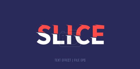 Illustration for Sliced text effect - razor sliced text. Slice style typography design - Royalty Free Image