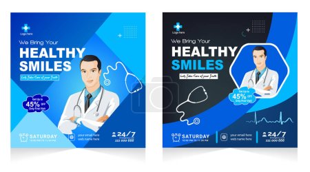 Photo for Medical healthcare flyer social media post template. health clinic social media post template. - Royalty Free Image