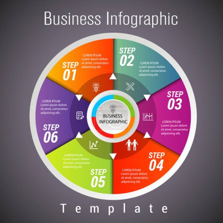 Photo for Business infographic template design. Realistic circle diagram infographic. modern Business annual report data visualization. Flat timeline infographic presentation element. - Royalty Free Image