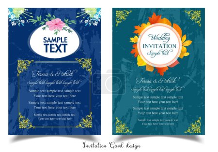 Photo for Ion Card with beautiful blooming floral watercolor background. Beautiful hand drawing Wedding invitation design pink rose invitation template. Elegant wedding card with beautiful floral vector. - Royalty Free Image