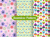 seamless floral pattern's set of collection ornaments. hand drawn abstract botanic leaves background. Endless textile texture used for printing retro fabric pattern design. Poster #648926820