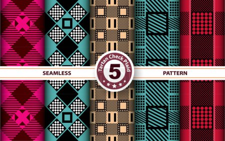 Photo for Set Tartan Plaid Scottish Seamless Pattern. Flat textile fabric pattern ornament design. Texture from tartan, plaid, tablecloths, shirts, clothes, dresses, bedding, blankets and other textile. - Royalty Free Image