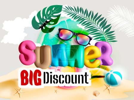 Photo for Summer sale banner and poster design with tropical beach background Vector. Realistic big and super sale summer vacation background design. - Royalty Free Image