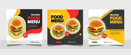 Photo for Delicious fast Food social media promotion and banner post design template. food menu restaurant Social Media Post design. - Royalty Free Image