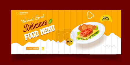 Photo for Delicious Fast Food Pizza banner with social media post template Banner, Restaurant discount food Burger banner Design, Food menu social media cover template. - Royalty Free Image