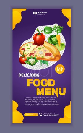 Photo for Creative fast food and restaurant roll up banner template, Delicious burger and food menu Instagram and Facebook story template - Royalty Free Image