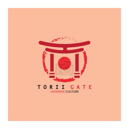 Foto de Torii puerta japonesa cultura tradicional simple logotipo icono de la ilustración con concepto de vector minimalista estética - Imagen libre de derechos
