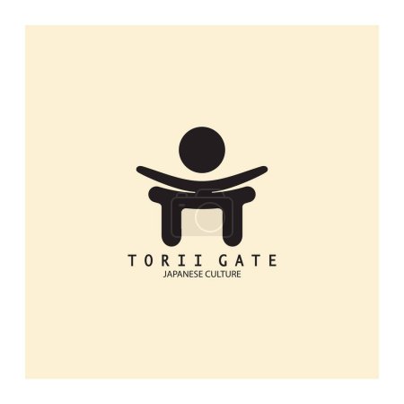 Téléchargez les illustrations : Torii gate japonais traditionnel culture logo simple illustration icône avec concept vectoriel minimaliste esthétique - en licence libre de droit