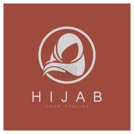 Ilustración de Muslimah hijab logo plantilla vector ilustración diseño-vector - Imagen libre de derechos