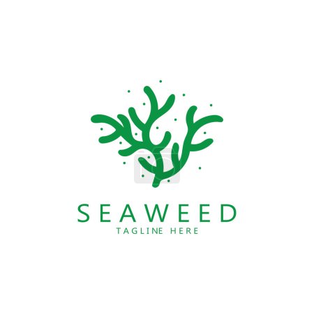 Diseño del icono del logotipo del vector de algas marinas.Incluye mariscos, productos naturales, floristería, ecología, bienestar, spa.