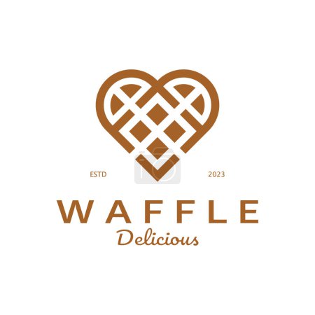 Foto de Diseño simple de la ilustración del logotipo del waffle, para la pastelería, emblema, insignia, negocio de la panadería, pastelería, panadería, vector - Imagen libre de derechos