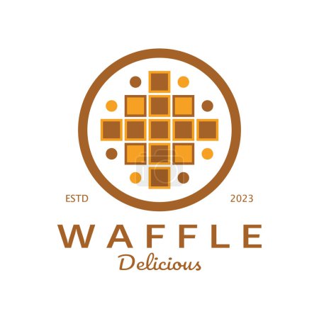 Foto de Diseño simple de la ilustración del logotipo del waffle, para la pastelería, emblema, insignia, negocio de la panadería, pastelería, panadería, vector - Imagen libre de derechos