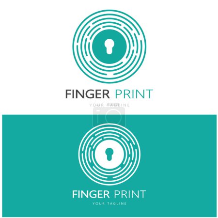 Foto de Logotipo simple huella dactilar plana, para la seguridad, identificación, insignia, emblema, tarjeta de visita, digital, vector - Imagen libre de derechos