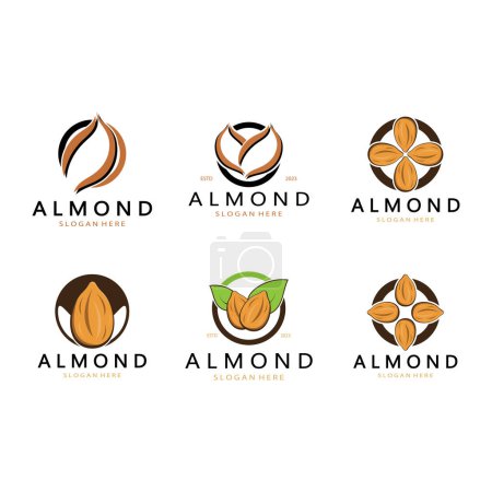 Foto de Logotipo de almendra simple, para negocios, insignia, marca registrada, aceite de almendra, granja de almendras, tienda de almendras, vector - Imagen libre de derechos