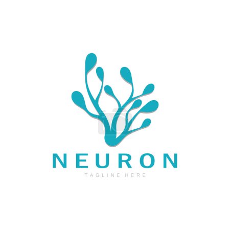 Neuron,seaweed or nerve cell logo designmolecule logo illustration template icon with vector concept