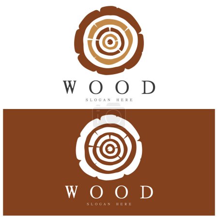 Foto de Wood logo template icon illustration design vector, used for wood factories, wood plantations, log processing, wood furniture, wood warehouses with a modern minimalist concept - Imagen libre de derechos