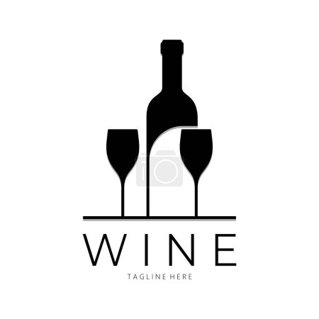 Illustration for Wine logo with wine glasses and bottles.for night clubs,bars,cafe and wine shops. - Royalty Free Image