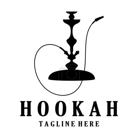 Illustration for Vintage hookah, shisha or water pipe logo silhouette for club, bar,cafe,vape and shop. - Royalty Free Image