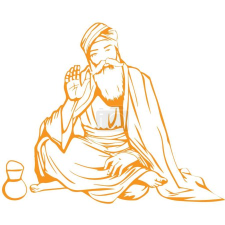 Photo for Guru Nanak Jayanti Special Illustration (Icons, Typography, Face Illustration, Decoration, frame) High Quality (3000*3000) Images - Royalty Free Image