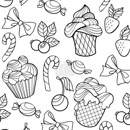 Illustration for Hand drawn outline pattern, colouring book - Royalty Free Image