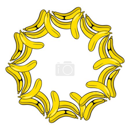 Téléchargez les illustrations : Cadre de fruits dessiné à la main avec banane - en licence libre de droit