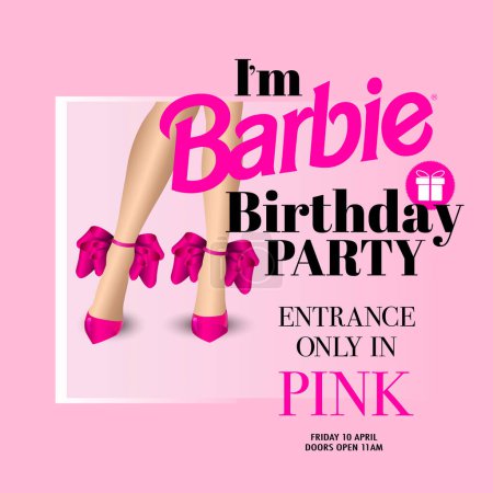 Téléchargez les illustrations : Carte d'invitation de fête avec ballons roses - en licence libre de droit