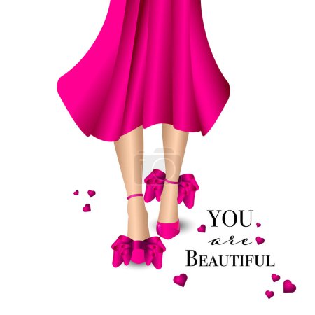 Illustration for Vector fashion girl with pink shoes - Royalty Free Image