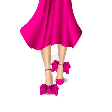 Téléchargez les illustrations : Vecteur fille de mode avec des chaussures roses - en licence libre de droit