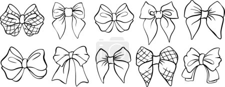 set hand drawn contour bows