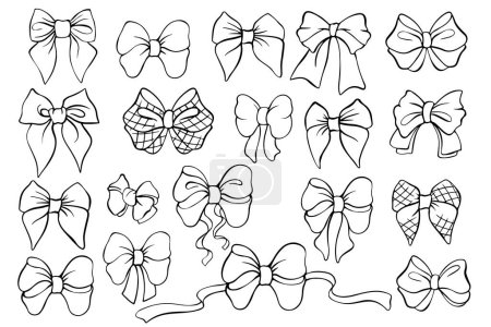 set of drawn bows, colouring book