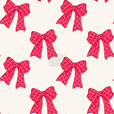 red ribbon bow on white background, seamless pattern