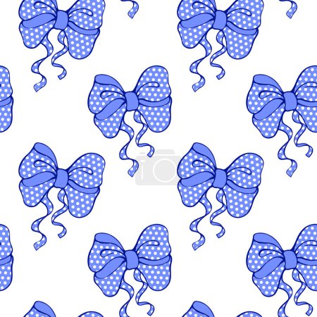 seamless pattern with blue bow.