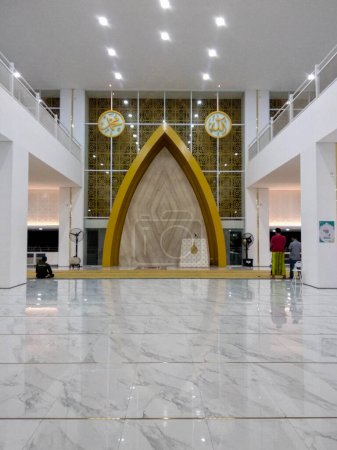Bakauheni - April 8th, 2024: prayer room at the BSI Bakauheni mosque, Lampung