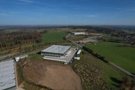 Photo for Ostredek,Czech republic - August 13 2022:Ostredek modern logistics center aerial panorama landscape view, Czech republic,Europe - Royalty Free Image