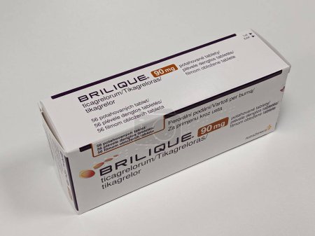 Photo for Prague,Czech republic  May 23 2023 : Pharmacy store-Brilique-Ticagrelor active substance is a medication used for the prevention of stroke, heart attack,acute coronary syndrome and other events. - Royalty Free Image