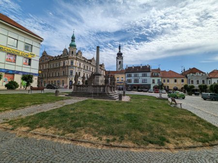 Photo for Pisek town cityscape,historical city center aerial panorama landscape view,cityscape of Psek city in Czech republic,Europe - Royalty Free Image