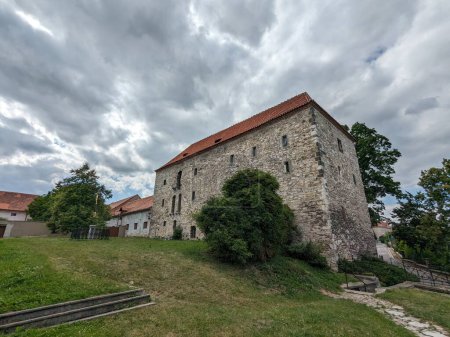 Photo for Volyne,Czech republic-July 18 2023:Volyne historical city center,Volyne castle-fortress and church with bell tower panorama landscape view,Czechia,Europe - Royalty Free Image
