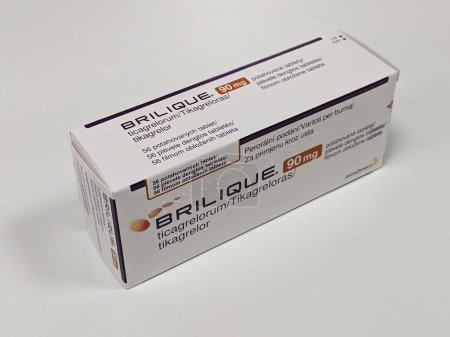 Photo for Prague,Czech republic  May 23 2023 : Pharmacy store-Brilique-Ticagrelor active substance is a medication used for the prevention of stroke, heart attack,acute coronary syndrome and other events. - Royalty Free Image
